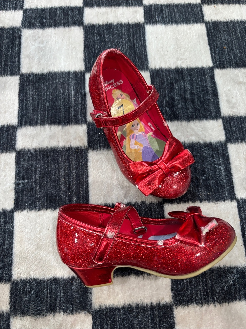 Disney Red Glitter Mary Jane Dress Shoes with Bow